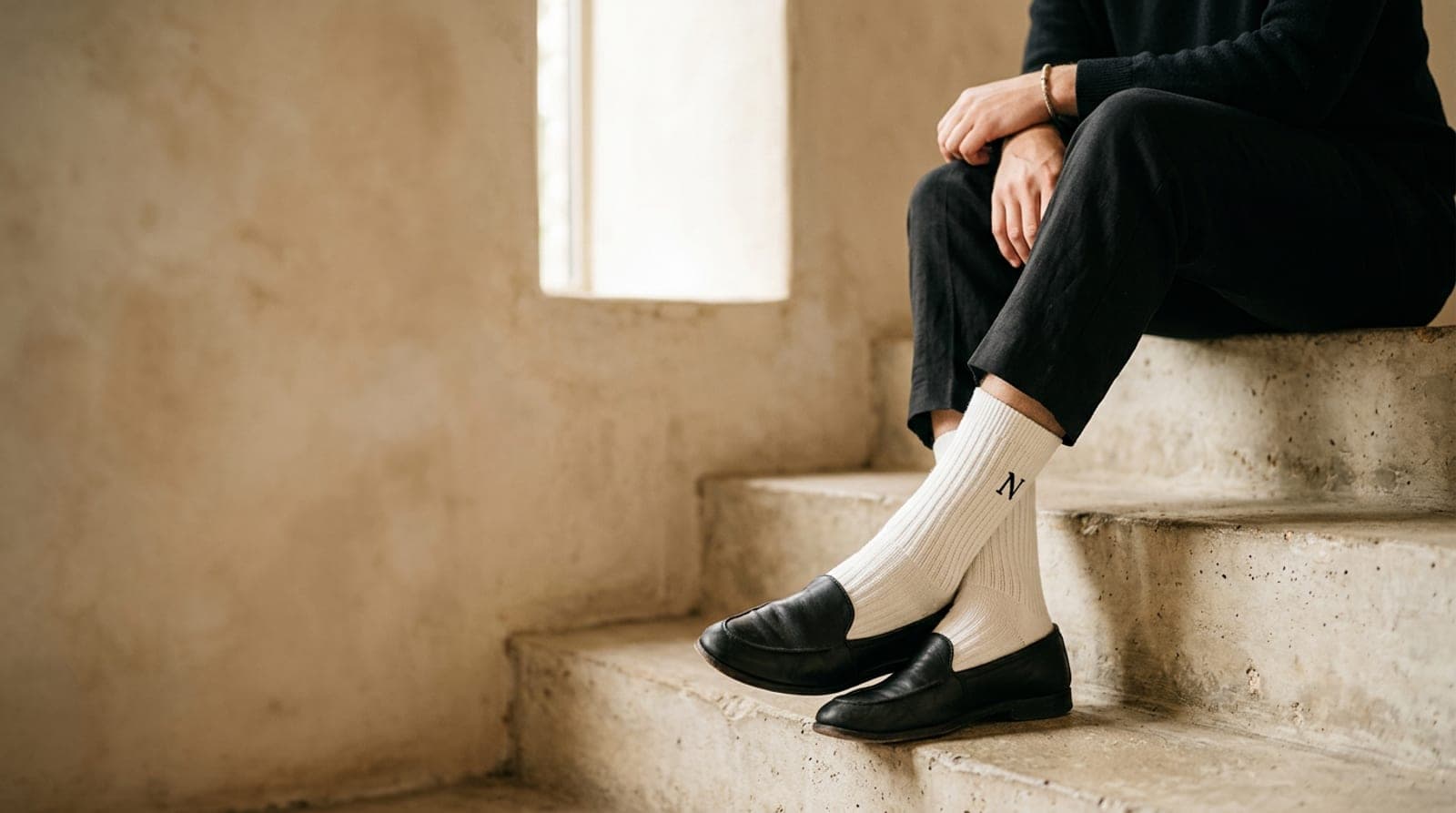 Men's Cotton Ankle Socks being worn